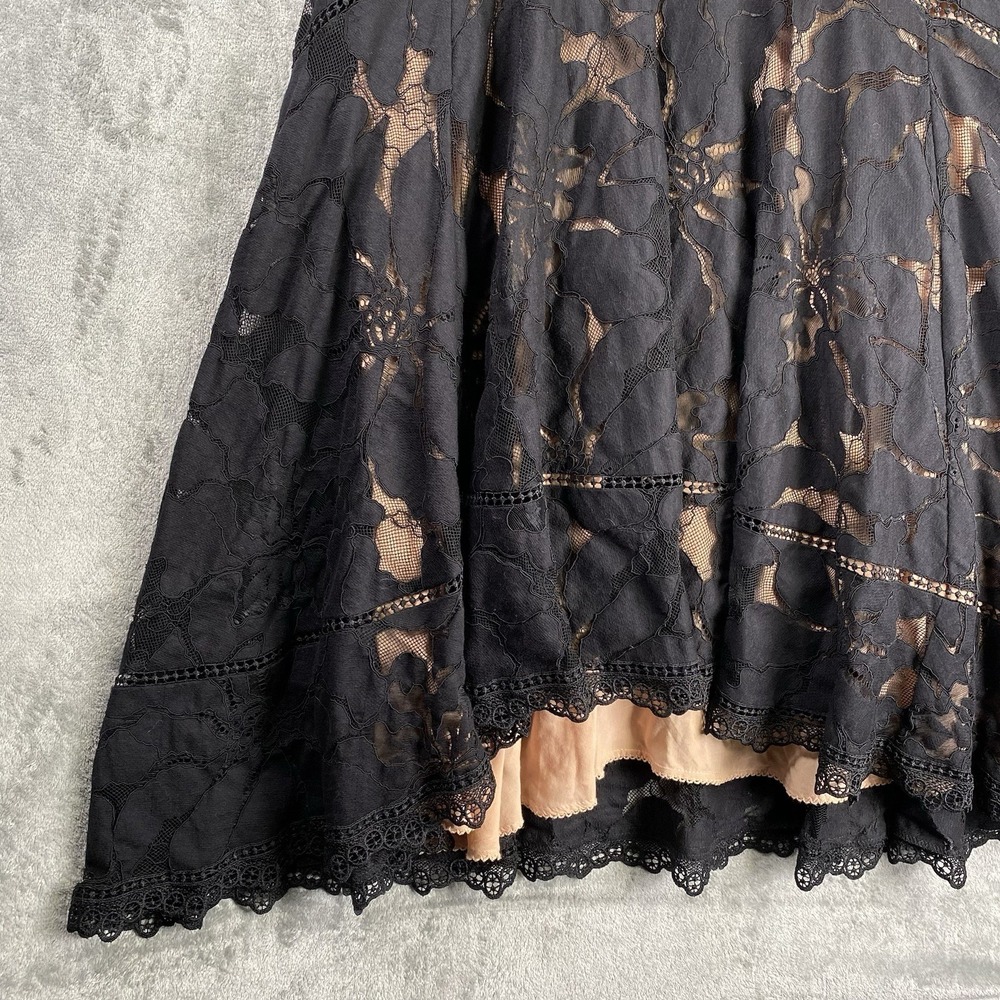 Anthropologie Dress Womens Sz 6 Black Slim Lace Maxi Floral Cocktail Evening - Picture 2 of 16